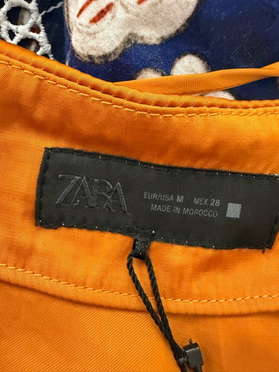 NWT Zara Satin Effect Midi Dress with Gold floral appliqué in Burnt Orange Sz M - Picture 13 of 16